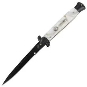8,75 Zoll schwarzes italienisches Stiletto-Taschenmesser mit Schalter, schwarze Perle,Stiletto knife – Bild 6