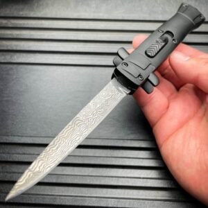9 Zoll Automesser Italienisches Stiletto-Stil OTF-Messer Damascus Etch,Stiletto knife – Bild 11