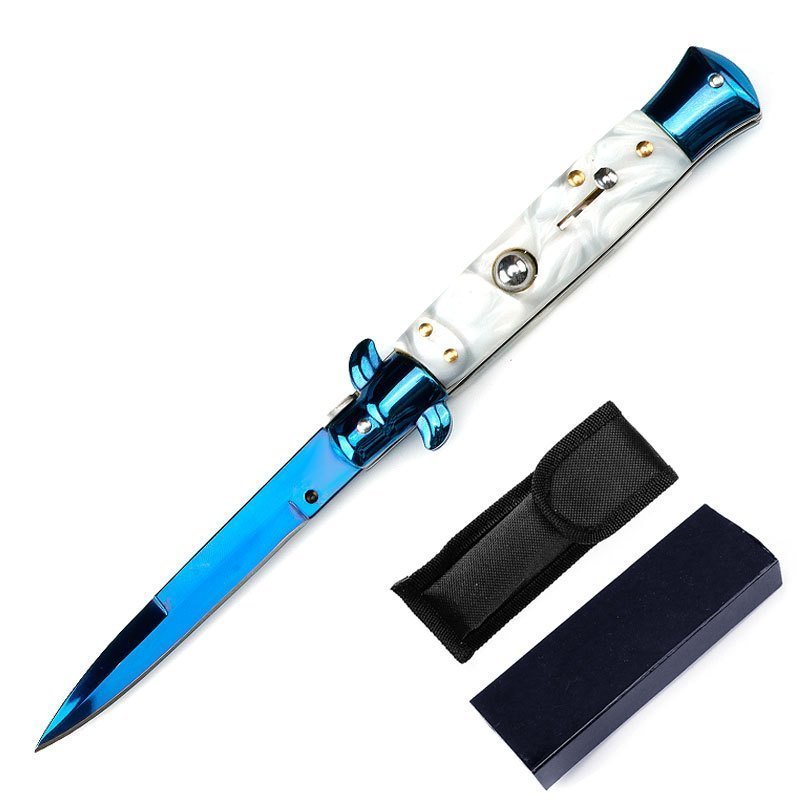 O1CN013SJqqg1t2bdrXJ6ss_3914495844-0-cib.jpg 8,75 Blue Branch Titanweie Muschel Stiletto Springmesser,Stiletto knife – Bild 1