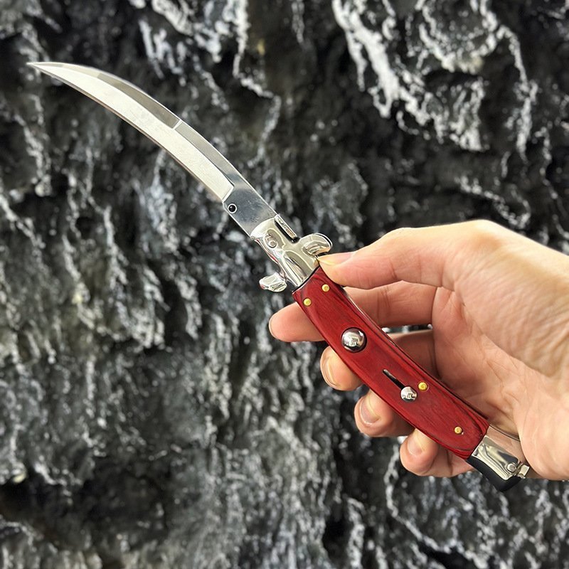 O1CN01VOiDgE1tCDqbCHzHc_2215853255865-0-cib.jpg 9 Zoll Palisander Springmesser mit gebogener Klinge, Stiletto Springmesser,Stiletto knife – Bild 1