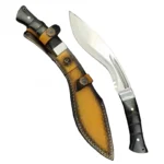 Messerscheide aus einteiligem 9Cr18Mov-Stahl mit handgeprgtem Rindslederholster,Kukri Messer